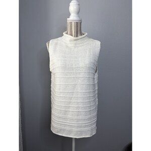 Chico’s Design Womens 3 (XL)White Sleeveless Pullover Mock Neck Knit Sweater Top
